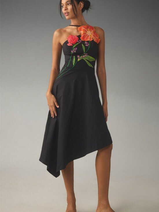 Anthropologie Dresses & Skirts - Anthropologie Yukiko Noritake Asymmetric Floral Dress Size